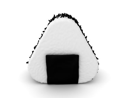 3D Rendering of onigiri rice cake. 3D Rendering isolated on white.の写真素材