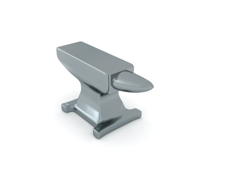 3D Rendering of a grey anvil. 3D Rendering isolated on white.の写真素材