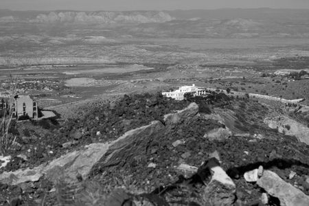mine landscape in black and whiteの写真素材