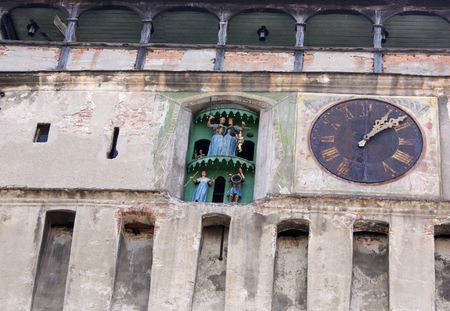 Medieval barometer situated on very old tower of Sighisoara castle.の写真素材