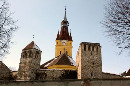 Fotified church near Brasov cityの写真素材
