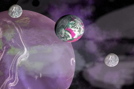 Alien planets in outer space.