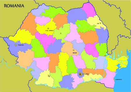 Romanian map representation in this graphic illustration.のイラスト素材