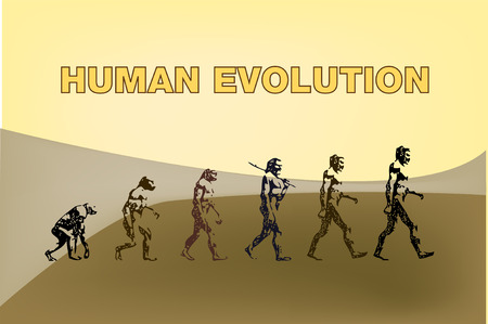 Human evolution representation in this graphic illustration.のイラスト素材