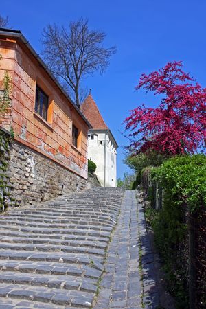 Image of very old stairs from Sighisoara city.の写真素材