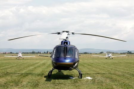 Frontal scene of an small helicopterの写真素材
