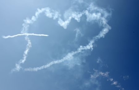 Sign of love on the blue skyの写真素材