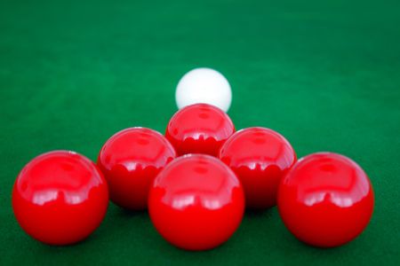 Pool balls on green table