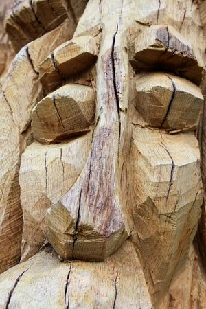 Sculpted portrait of wooden statueの写真素材