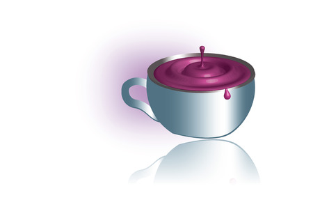 Stylized cup with rendered drops and liquid のイラスト素材
