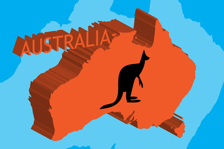 Map of Australia with kangaroo symbol on topのイラスト素材