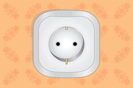 Power plug on the wall, eu standard connected, consumptionのイラスト素材