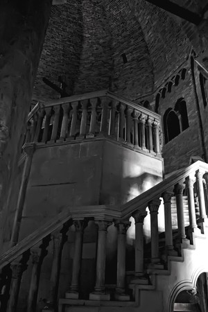 Bologna 09.12.2010 - Monochrome picture of the oldest pulpit in Santo Stefano church from Bolognaのeditorial素材