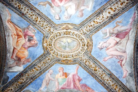 Bologna 09.12.2010 - Very old fresco of medieval church from Bolognaのeditorial素材