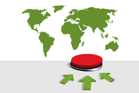 Red alert button with world map in backgroundのイラスト素材