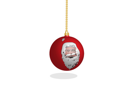Christmas ball, hanging from a shinny chain with Santa Claus on のイラスト素材