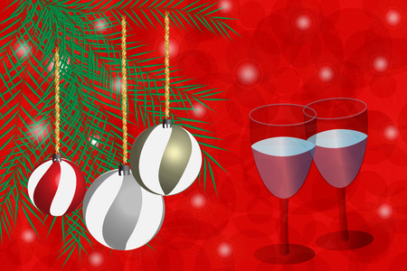 Greeting card illustration with balls and celebration glassesのイラスト素材