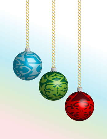 Christmas baubles hanging over a backgroundのイラスト素材