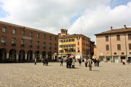 Modena, Italy - April 18, 2010 - Scene view from Piazza Grande of Modenaのeditorial素材