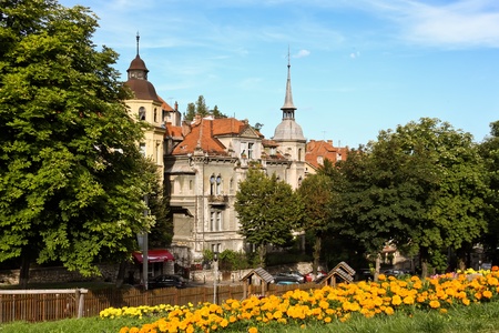 Brasov, Romania - August 13, 2011 - City park with many flowers, Brasovのeditorial素材
