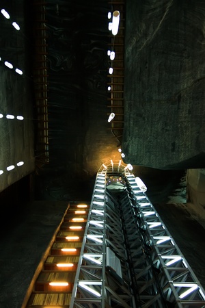 Turda, Romania - September 17, 2011 - Elevator in Turda saline
