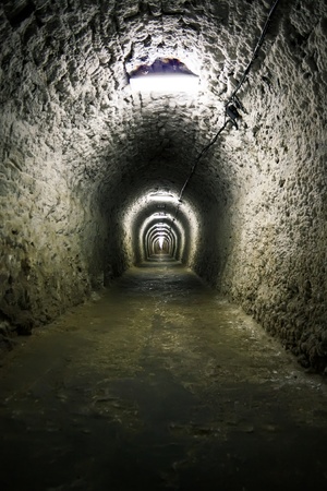 Turda, Romania - September 17, 2011 - Very long corridor from Turda salineのeditorial素材