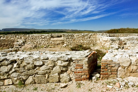 Scene from ruins of Roman fort in Romania