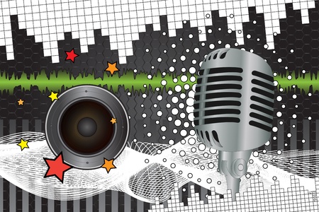 Graphic illustration of musical background with microphone and loudspeakerのイラスト素材