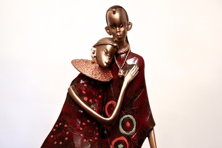 Brasov, Romania - 12 December, 2011 - Very beautiful statue of young massai coupleのeditorial素材