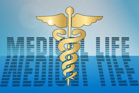 3d render of medical sign over blue background