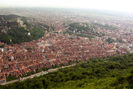 An upper view from Tampa with old center of Brasov city