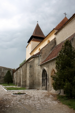 Ghimbav, Romania - 13.05.2012 - External scene with Evangelical church from Ghimbav, Transylvaniaのeditorial素材