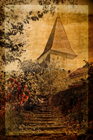 Old photo of secular towerの写真素材