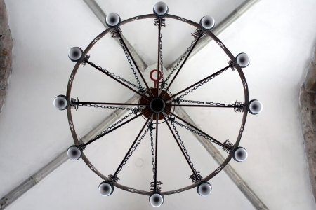 Prejmer, Romania - 11.09.2012 - Very old chandelier from evangelical church of Prejmerのeditorial素材