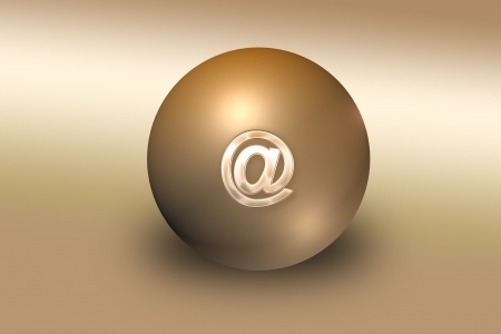 Graphic illustration of golden ball with mail sign on topの写真素材
