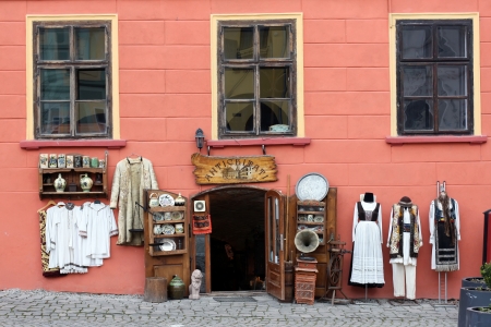 Sighisoara, Romania - 01.04.2013 - Souvenirs shop from Sighisoara citadel のeditorial素材