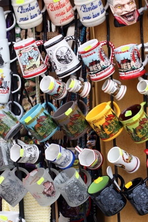 Sighisoara, Romania - 01.04.2013 - Market of souvenirs from old part of Sighisoara citadelのeditorial素材