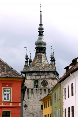 Sighisoara, Romania - 01.04.2013 - Beautiful clock tower from Sighisoaraのeditorial素材