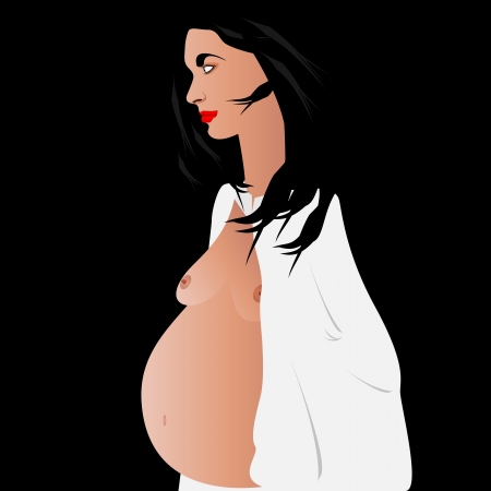 Graphic illustration of an pregnant young womanのイラスト素材