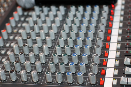 Music mixer desk in close up presentation
