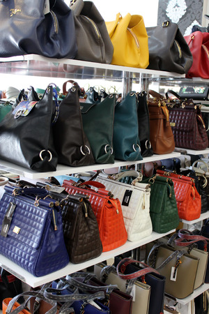 Bodrum, Turkey - 24 06 2014 - Leather handbags at factory from Bodrumのeditorial素材