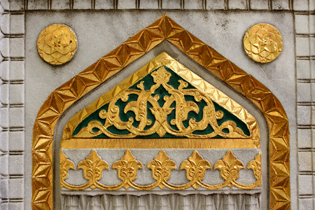 Istanbul, Turkey - 30 06 2014 - Golden decorations on wall at Topkapi palaceのeditorial素材