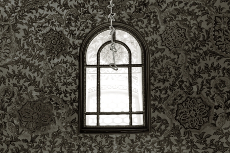 Istanbul, Turkey - 30 06 2014 - Monochromatic picture with window from Topkapi palaceのeditorial素材