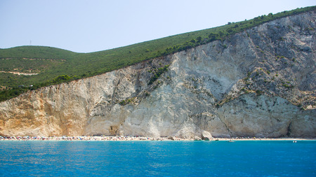 View from the sea of Porto Katsiki beach, Lefkada, Greece