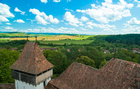 Viscri village and fortified church of Viscriの写真素材