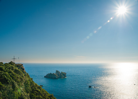 Summer view over the Ionian Sea, Paleokastritsa resort, Corfu Island, Greece, Europeの写真素材