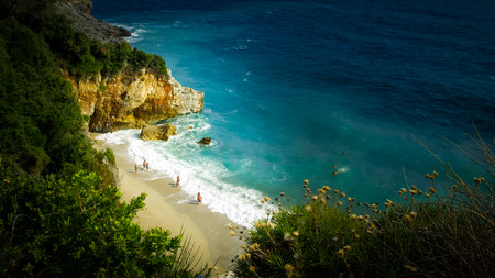 Mylopotamos beach, Pelion, Greece. Beach of Mylopotamos near Tsagarada village Pelio, one of the most beautiful beaches in Greeceの写真素材