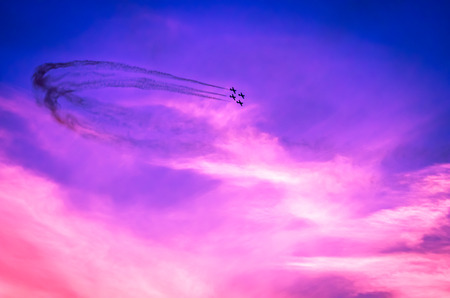 Aerobatic team performs flightの写真素材