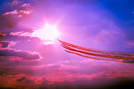 Aerobatic team performs flightの写真素材