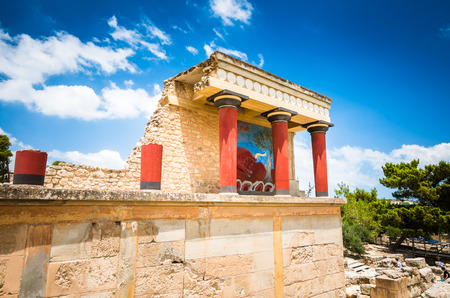 Knossos palace, Crete island, Greece. Detail of ancient ruins of famous Minoan palace of Knossos.のeditorial素材